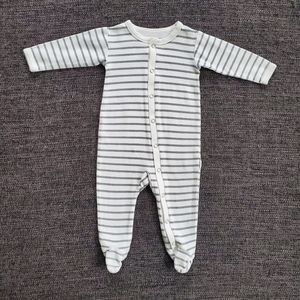 Jamie Kay Grey & White Striped Sleeper, 3 to 6 mos